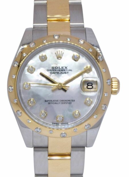 Rolex Datejust 18k Yellow Gold/Steel MOP Diamond 31mm Oyster Watch '12+ 178343