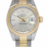 Rolex Datejust 18k Yellow Gold/Steel Silver Dial 26mm Watch +Papers Z 179173