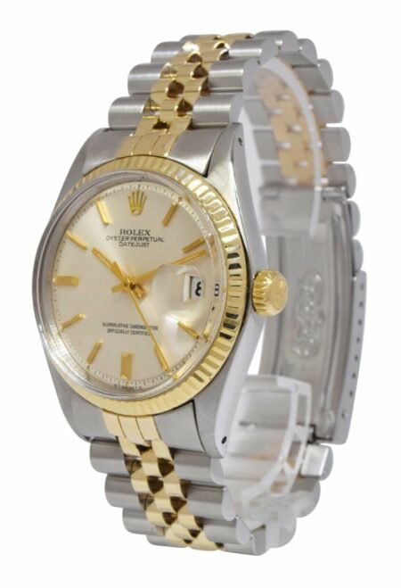 Rolex Datejust 18k Yellow Gold/Steel Silver Dial 36mm Vintage Watch '72 1601