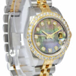 Rolex Datejust 18k YG/Steel Tahitian Diamond Dial Ladies 26mm Watch B/P D 179173