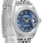 Rolex Datejust 26 Steel Blue Roman Dial Engine Turned Bezel Ladies Watch A 79240