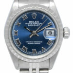 Rolex Datejust 26 Steel Blue Roman Dial Engine Turned Bezel Ladies Watch A 79240