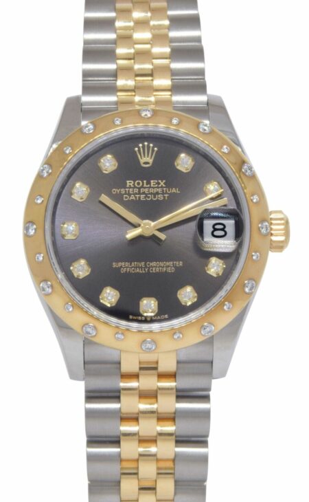 Rolex Datejust 31 18k Yellow Gold/Steel Dark Gray Diamond  Ladies Watch 278343