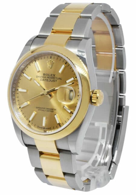 Rolex Datejust 36 18k Yellow Gold/Steel Champagne Dial Mens Watch 126203
