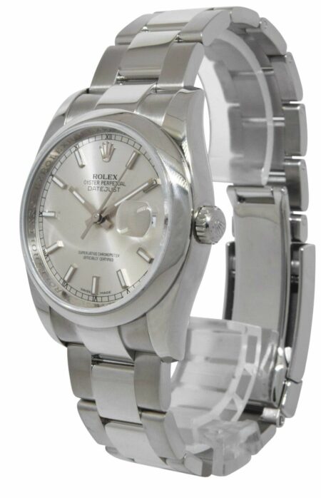 Rolex Datejust 36 Steel Silver Index Dial Oyster Bracelet Watch +Card '18 116200