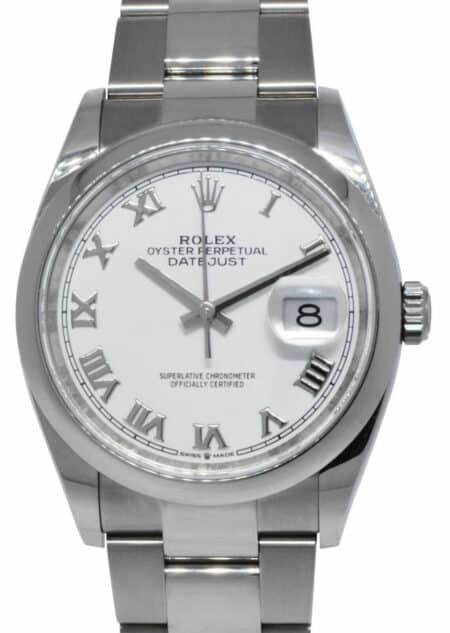 Rolex Datejust 36 Steel White Roman Dial Oyster Bracelet Watch B/P '19 126200
