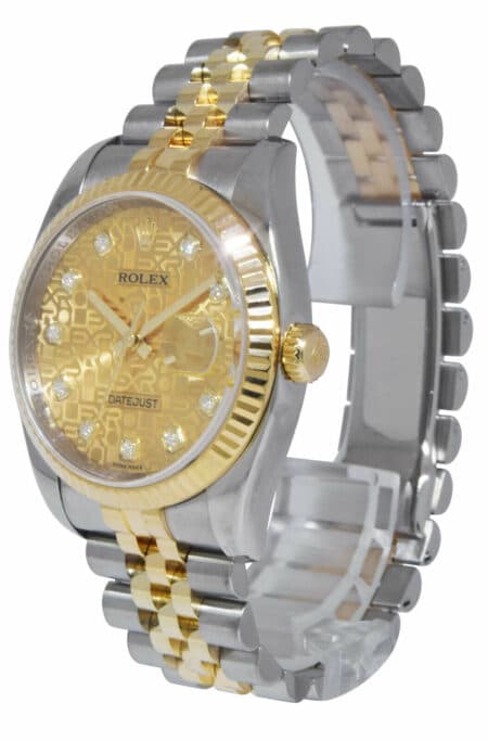 Rolex Datejust 36mm  18k Yellow Gold/Steel Jubilee Diamond Dial  Watch Z 116233