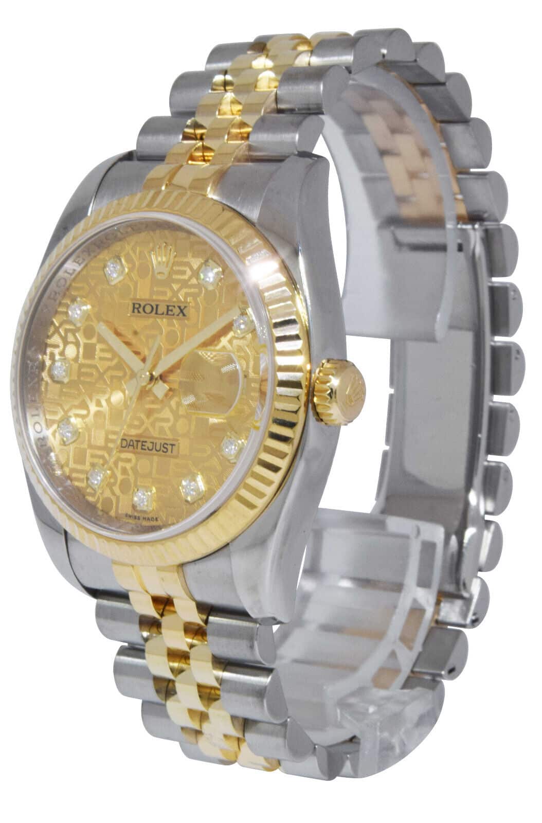 Rolex Datejust 36mm  18k Yellow Gold/Steel Jubilee Diamond Dial  Watch Z 116233