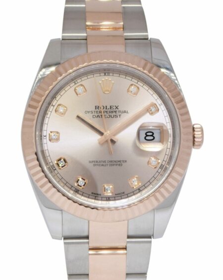 Rolex Datejust 41 18k Rose Gold/Steel Sundust Diamond Dial Oyster Watch 126331