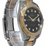 Rolex Datejust 41 18k Yellow Gold/Steel Black Diamond Dial Oyster Watch 126333