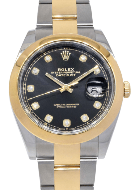 Rolex Datejust 41 18k Yellow Gold/Steel Black Diamond Dial Watch B/P 126303