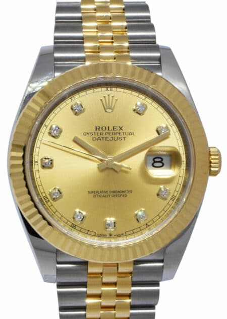 Rolex Datejust 41 18k Yellow Gold/Steel Champagne Diamond Watch B/P '21 126333