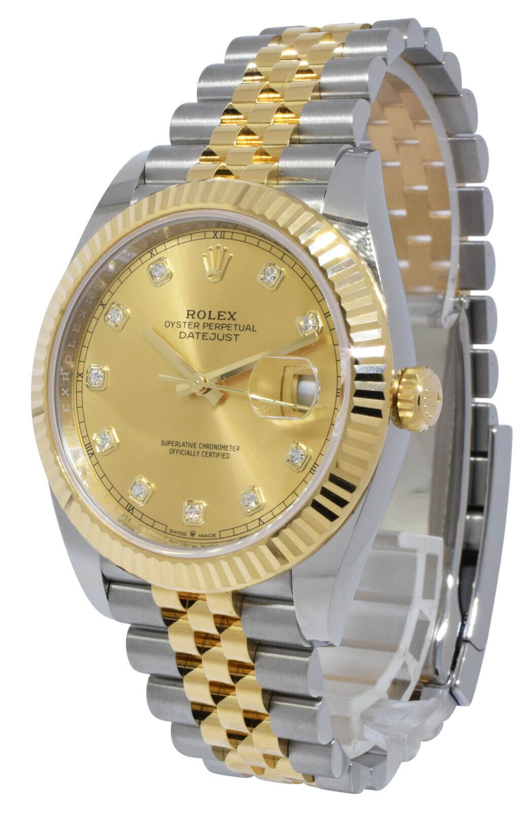 Rolex Datejust 41 18k Yellow Gold/Steel Champagne Diamond Watch B/P '21 126333