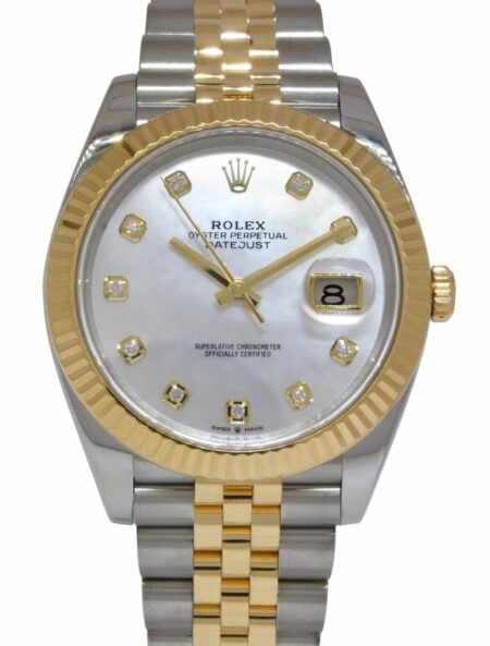 Rolex Datejust 41 18k Yellow Gold/Steel MOP Diamond Dial Jubilee Watch 126333