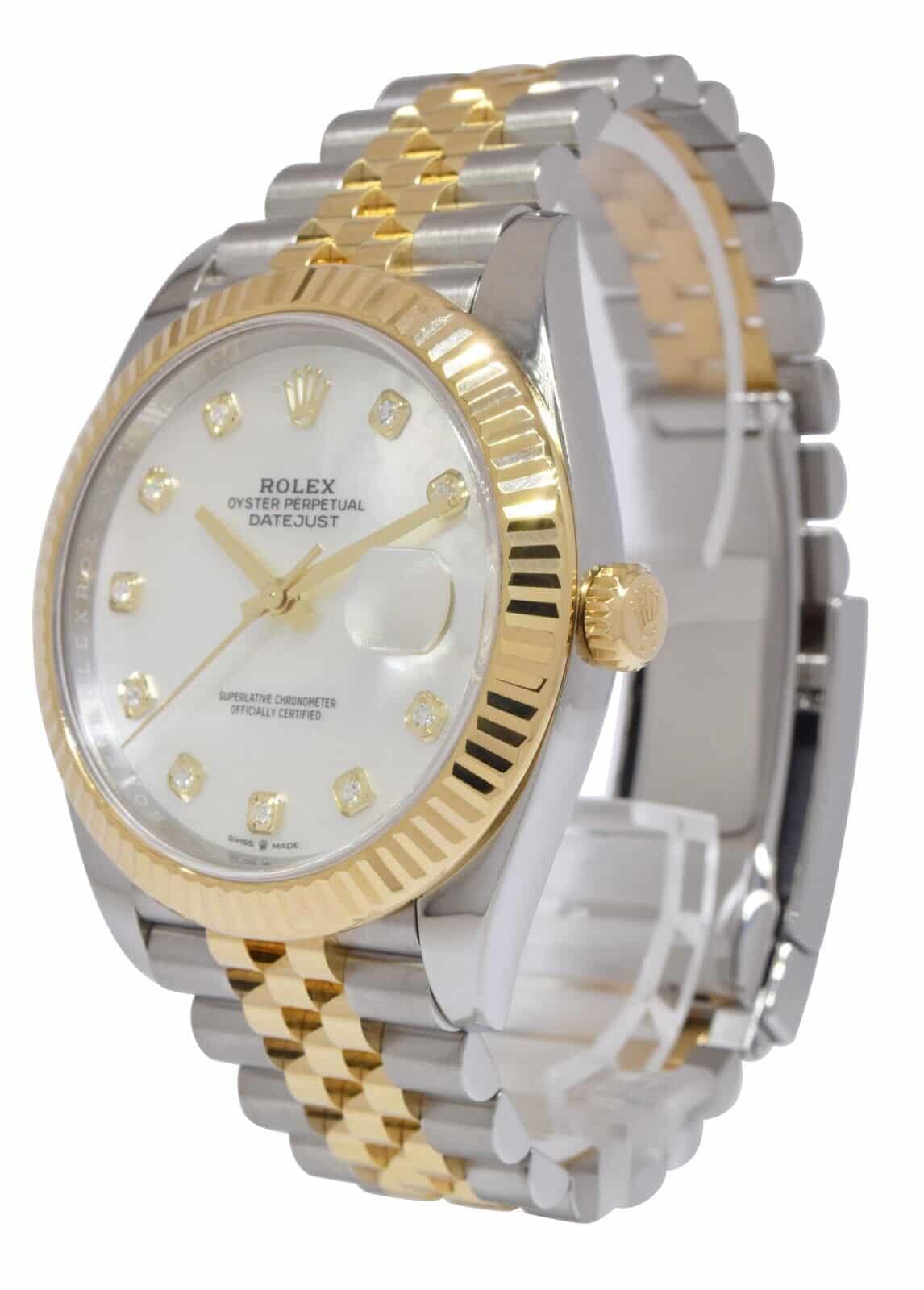 Rolex Datejust 41 18k Yellow Gold/Steel MOP Diamond Dial Jubilee Watch 126333