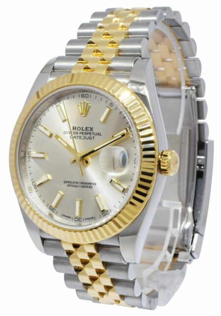Rolex Datejust 41 18k Yellow Gold/Steel Silver Index Dial Jubilee Watch 126333