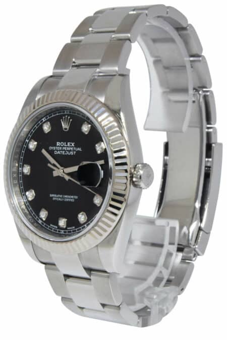 Rolex Datejust 41 Steel & 18k Gold Bezel Black Diamond Dial Watch B/P '17 126334