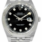 Rolex Datejust 41 Steel & 18k Gold Bezel Black Diamond Dial Watch B/P '22 126334