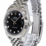 Rolex Datejust 41 Steel & 18k Gold Bezel Black Diamond Dial Watch B/P '22 126334