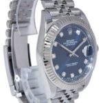 Rolex Datejust 41 Steel & 18k WG Blue Diamond Dial Watch B/P '18 126334
