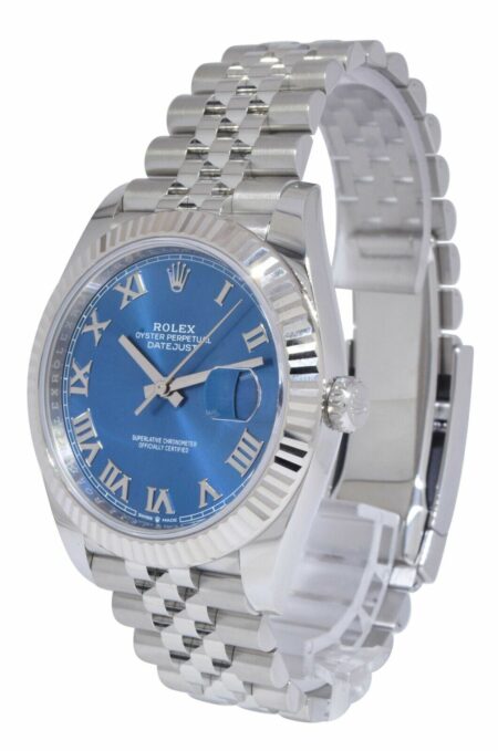 Rolex Datejust 41 Steel & 18k WG Roman Blue Dial Watch B/P '22 126334