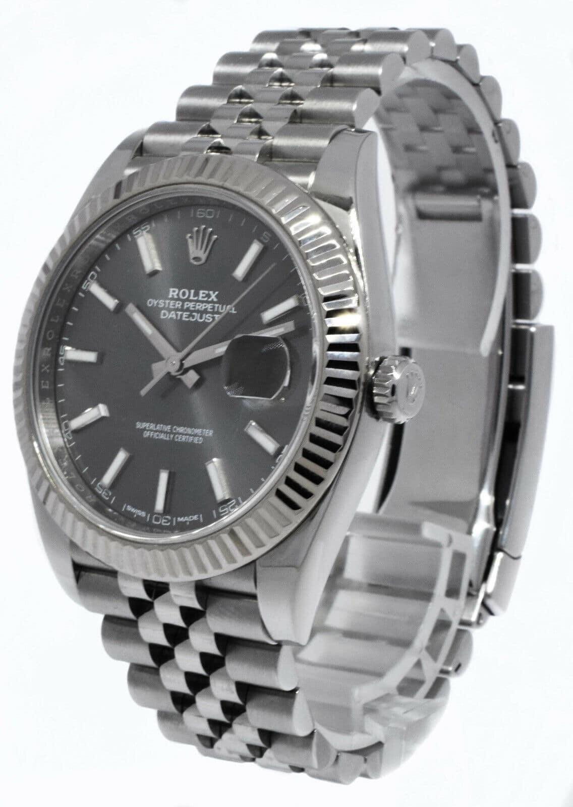 Rolex Datejust 41 Steel /18k White Gold Rhodium Dial Jubilee Watch 126334