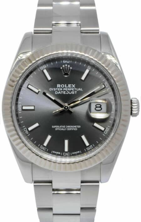 Rolex Datejust 41 Steel /18k White Gold Rhodium Dial Oyster Watch 126334