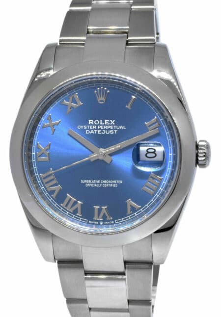 Rolex Datejust 41 Steel Blue Roman Dial Oyster Bracelet Watch 126300