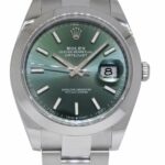 Rolex Datejust 41 Steel Mint Green Dial Mens Oyster Watch B/P '23 NEW 126300
