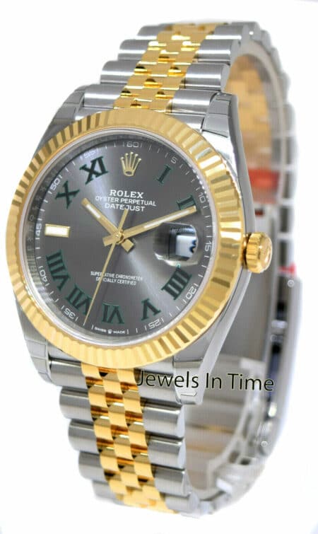 Rolex Datejust 41 Yellow Gold/Steel Wimbledon Dial Mens Watch B/P '21 126333