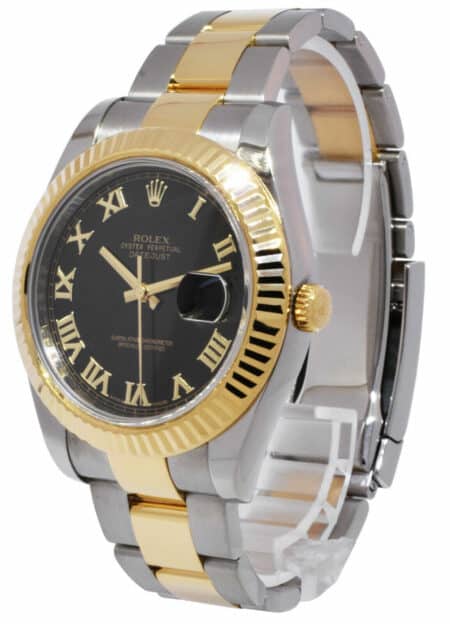 Rolex Datejust II 18k Yellow Gold /Steel Black Dial Mens 41mm Watch 116333