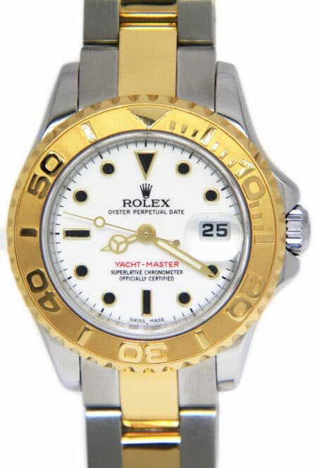 Rolex Yacht-Master 18k Yellow Gold/Steel White Dial Ladies 29mm Watch A 169623