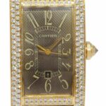 Cartier Tank Americaine 18k Yellow Gold Diamond Automatic Watch WB7057K2 2483