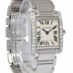 Cartier Tank Francaise Small 18k White Gold Diamond Ladies Watch WE1002S3 2403
