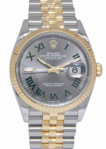 NOS Rolex Datejust 36 Yellow Gold/Steel Wimbledon Dial Mens Watch B/P '22 126233