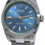 Rolex Milgauss Steel Blue Dial Green Crystal Mens 40mm Oyster Watch 12+ 116400