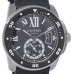 Cartier Calibre Diver Steel Black Mens 42mm Watch W7100056 3729