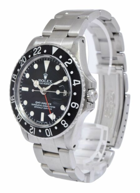 Rolex GMT-Master Steel Black Dial/Bezel Mens Vintage 40mm '77 Watch 1675