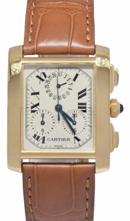 Cartier Tank Francaise Chronoflex 18k Yellow Gold Quartz Watch on Strap 1830