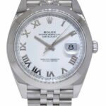 Rolex Datejust 41 Steel White Roman Dial Mens Jubilee Watch +Papers '20 126300