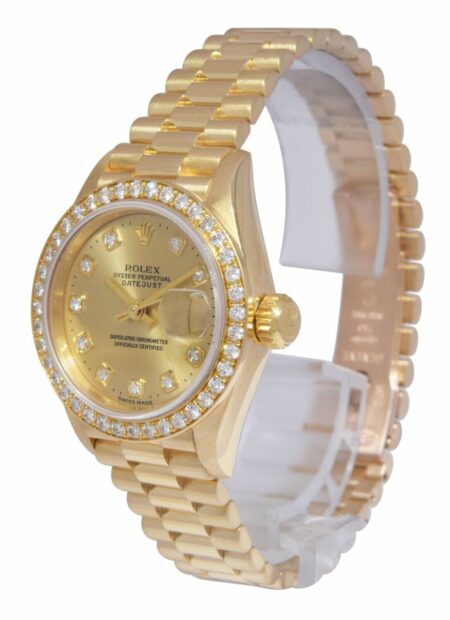 Rolex Datejust President 18k Yellow Gold Diamond Ladies 26mm Watch T 69138