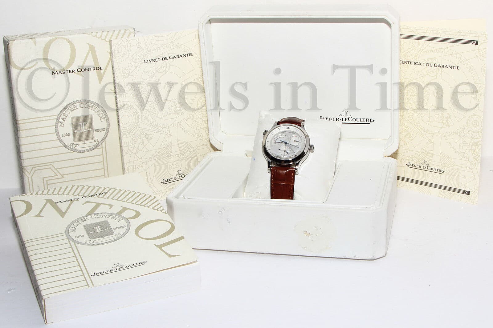Jaeger LeCoultre Master Control Geographic Steel Mens Watch Box/Papers 142.8.92