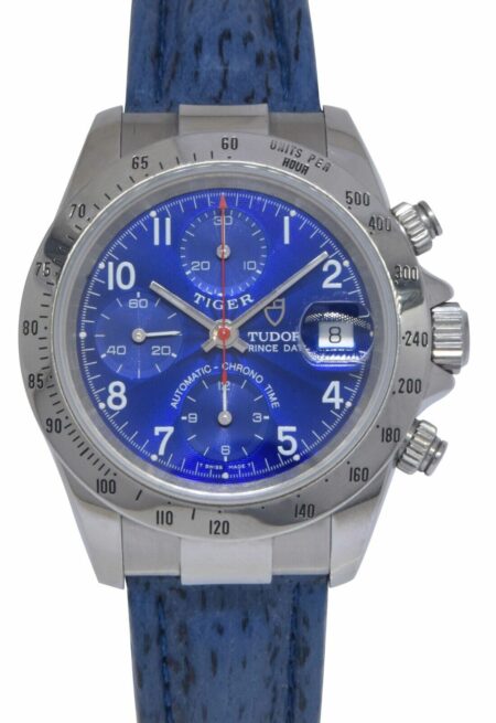Tudor Tiger Prince Date Chrono Time Chronograph Steel Blue Mens 40mm Watch 79280
