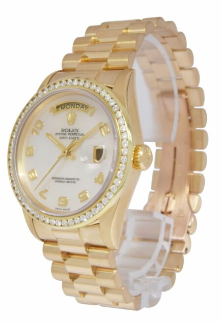 Rolex Day-Date President 18k Yellow Gold MOP & Diamond Bezel 36mm Watch X 18238