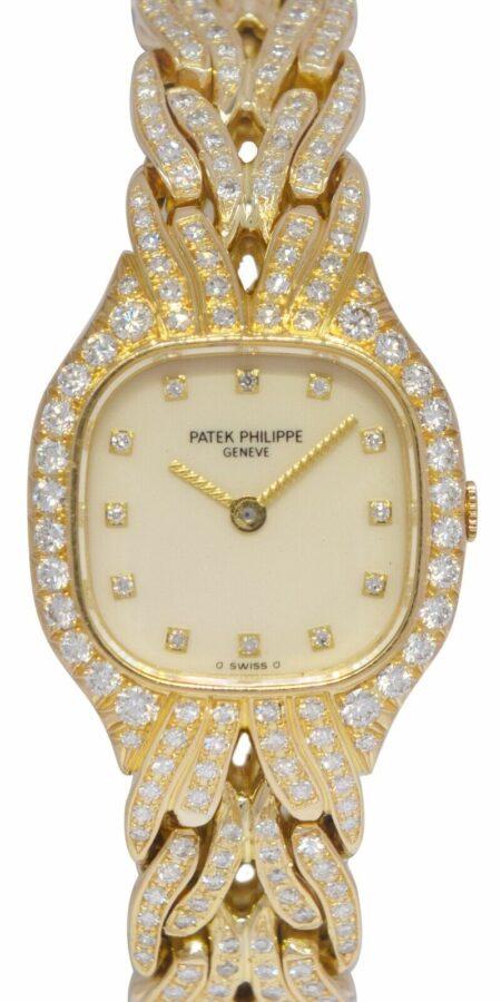 Patek Philippe La Flamme 18k Yellow Gold Diamond Ladies Quartz Watch 4815/3
