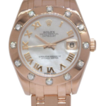 Rolex Pearlmaster 18k Rose Gold MOP & Diamond Ladies 34mm Watch B/P G 81315