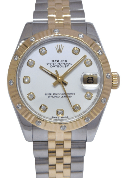 Rolex Datejust 18k Yellow Gold/Steel & White Diamond Dial 31mm Watch V 178313