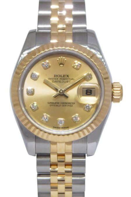 Rolex Datejust 18k Yellow Gold/Steel Champagne Diamond Dial 26mm Watch D 179173