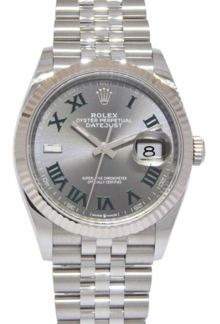 Rolex Datejust 36 Steel & 18k WG Wimbledon Dial Jubilee Watch B/P '21 126234