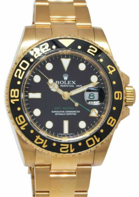 Rolex GMT-MASTER II 18k Yellow Gold & Ceramic Black Dial 40mm Watch Z 116718